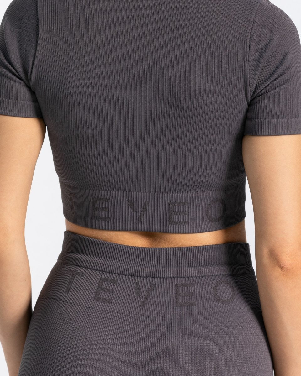 Ribbed Crop Top "Grau" - TEVEO